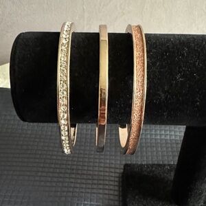 Stainless Steel Elegant Pink Gold, Gold and Silver Bangle Set